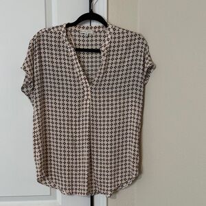 Elegant Cream and Black Patterned Blouse